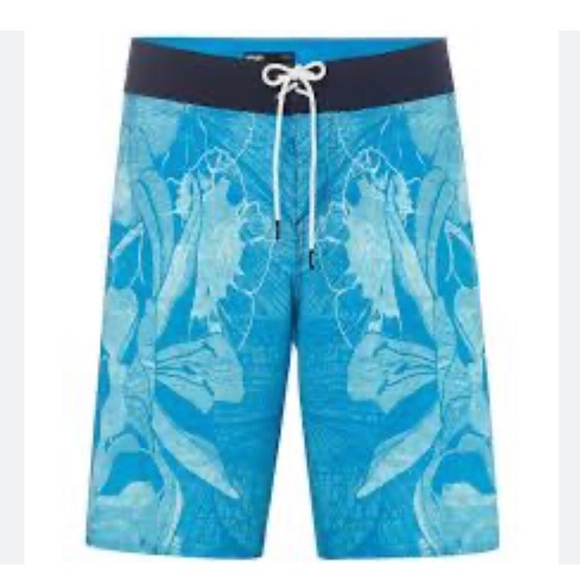 NWT OAKLEY Blue Channel Floral Board Shorts Swim trunk Hawaiian 4 way stretch - Picture 10 of 11